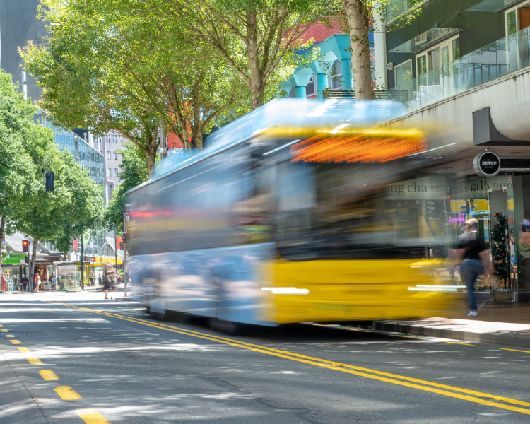 Moving bus in Wellington CBD